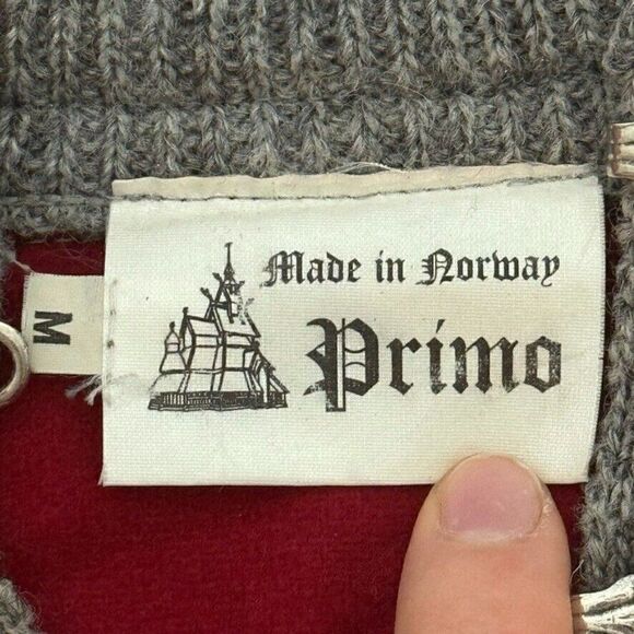 Mens Primo Made in Norway Norwegian Red Wool Ski Winter Sweater Sz M - Picture 7 of 8